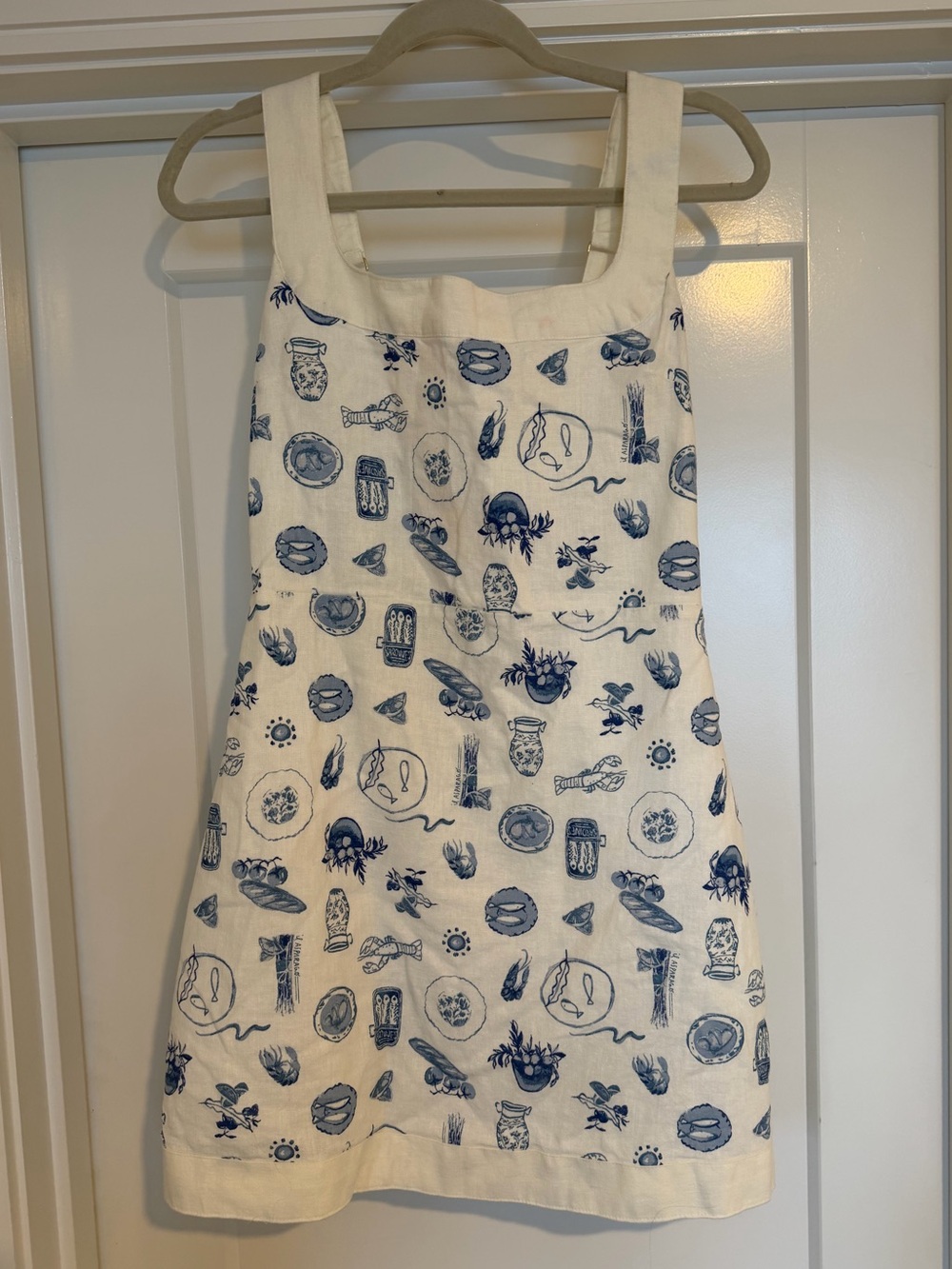 Abercrombie Linen Blend Wide Strap Square Neck Mini Dress - Nautical Print - Picture 9 of 11